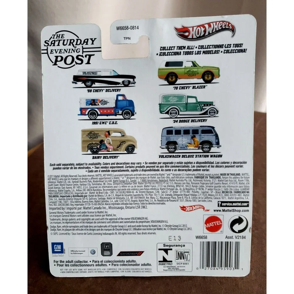 2012 Hot Wheels 1951 GMC C.O.E. Blue Nostalgic Brands Saturday Evening Post WWRR